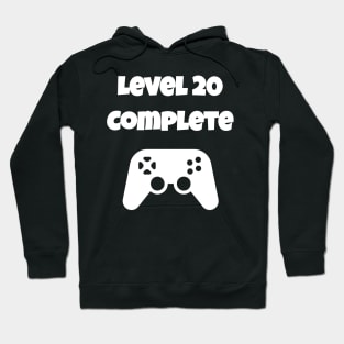 Level 20 Completed Video Gamer 20th Birthday Gift Hoodie